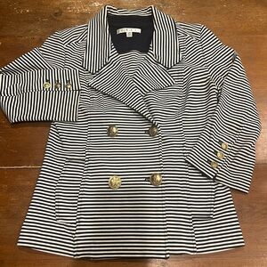 CAbi Navy and White Striped Blazer/Fitted Top